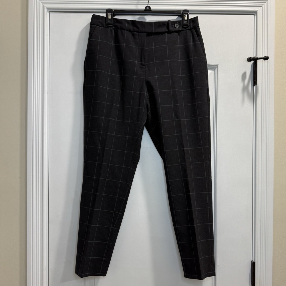PURE COLLECTION Women's Size 6 Pants Wool Blend Stretch Lined Black Check‎
